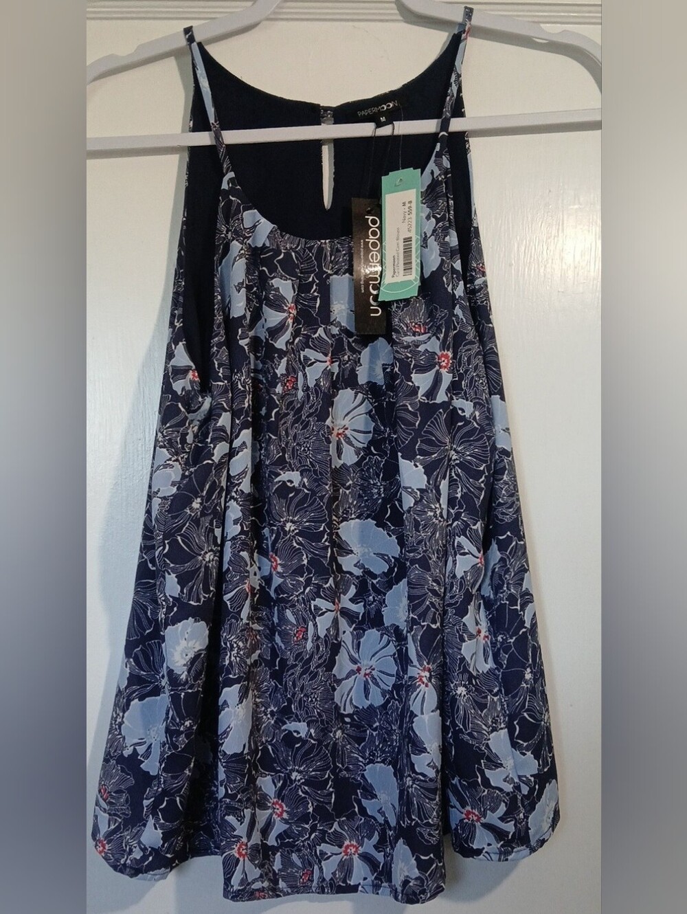 Papermoon Navy & Light Blue Floral Blouse NWT
